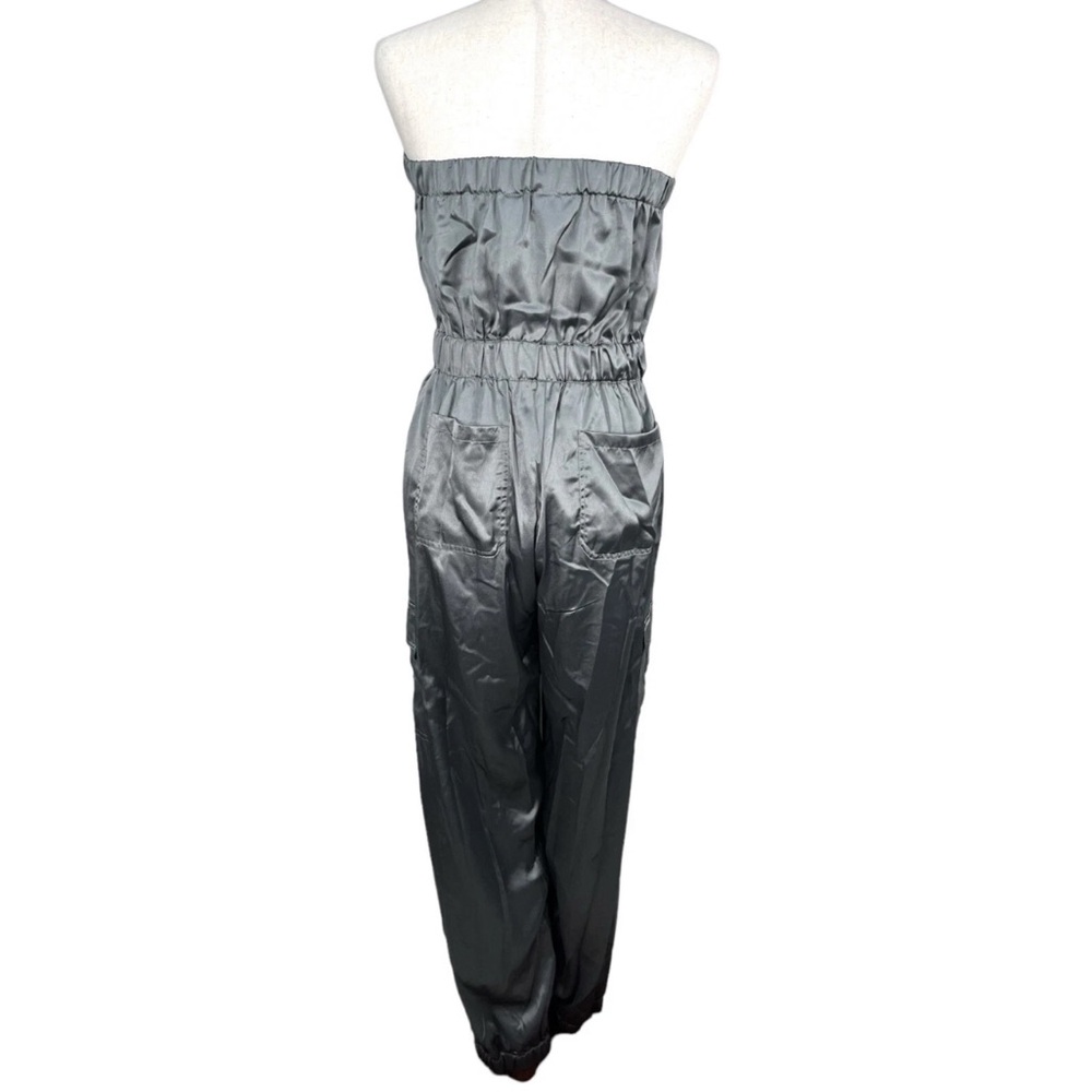 Sincerely Jules Charcoal Satin Strapless Jumpsuit - XL - Picture 2 of 4